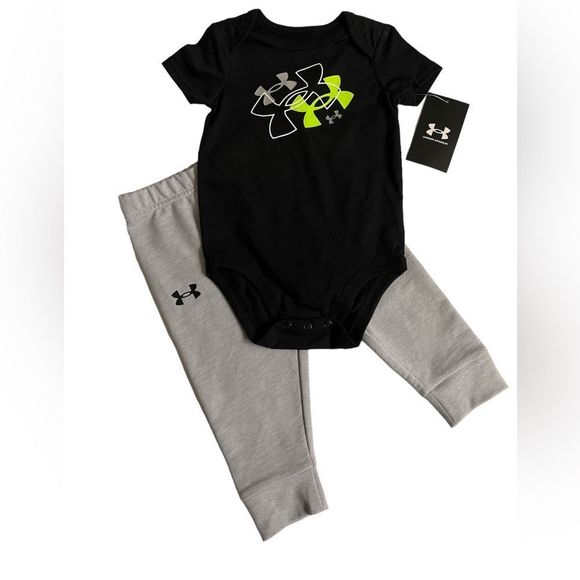 Under Armour Other - UNDER ARMOUR 2 piece set.  Onesie and knit logo pants 9-12 months NWT